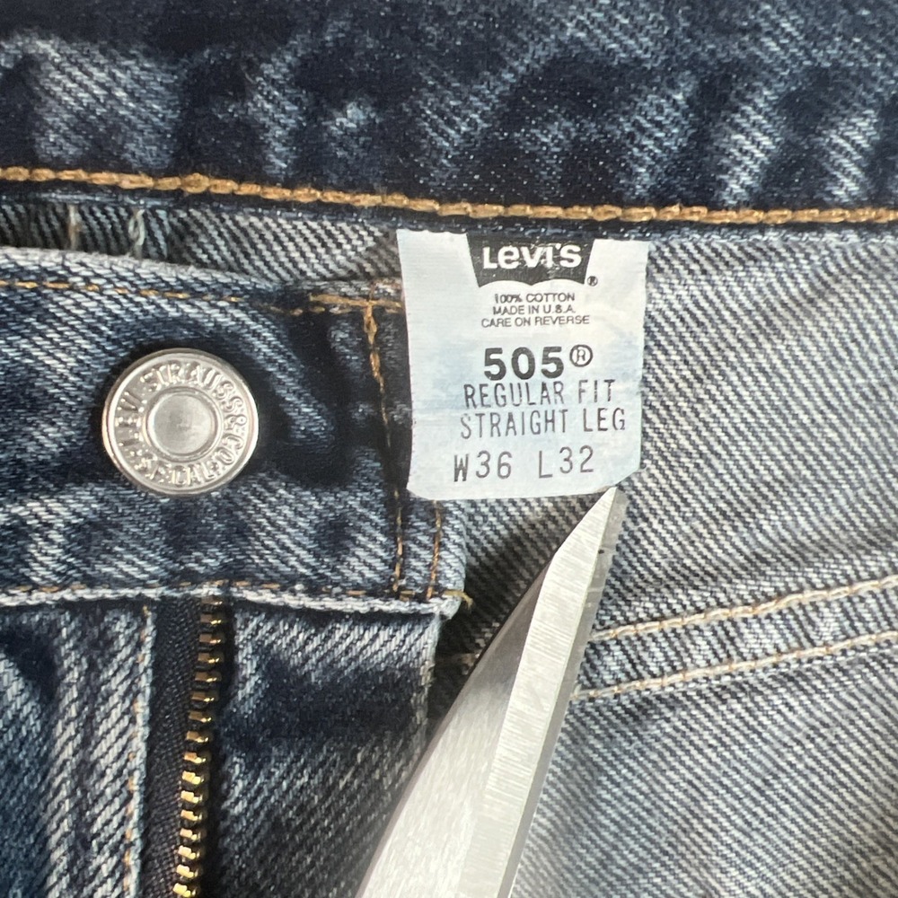 Levi's 505 Regular Fit Jeans Mens W36 L32 Blue Denim Classic Casual K5 - Picture 4 of 16